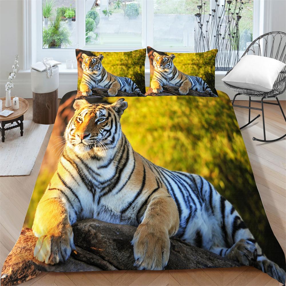 Tiger Printing Bedding Cover Suit Animal Style Duvet Cover Man Woman Single Double Size Polyester Bedroom Decor