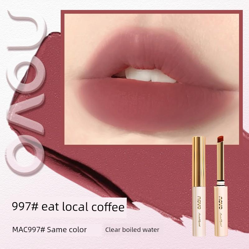 Novo Lipstick Velvet Matte Lip Mud Long-Lasting Color Lip Glaze Waterproof Student-Friendly Natural Look Whitening Affordable