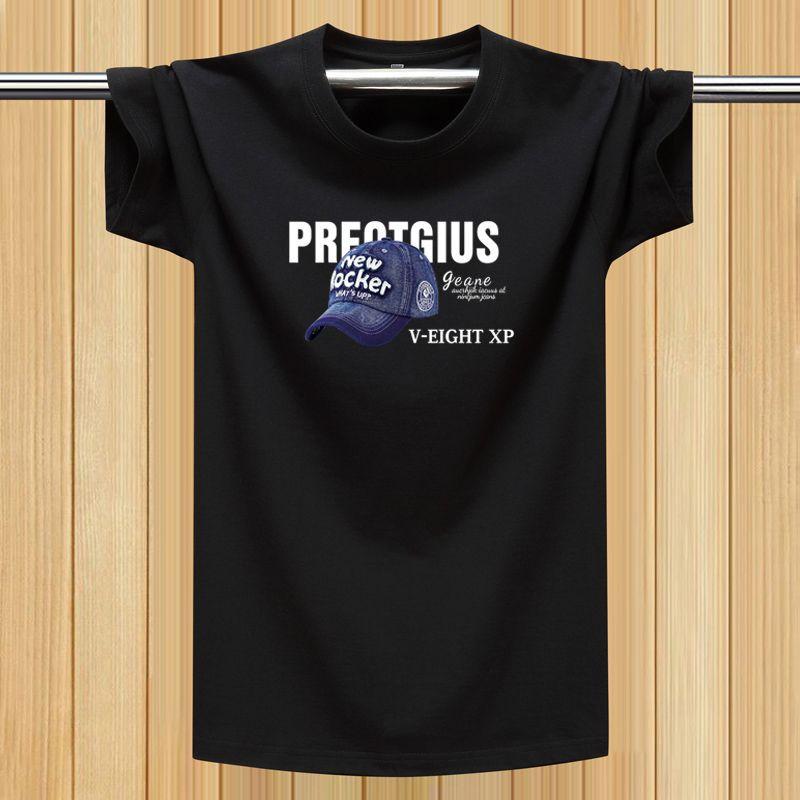 Summer T-Shirt Short-Sleeved Men'S Crew Neck Printed T-Shirt Loose Sports Half-Sleeved Undershirt Plus Size Men'S Clothing