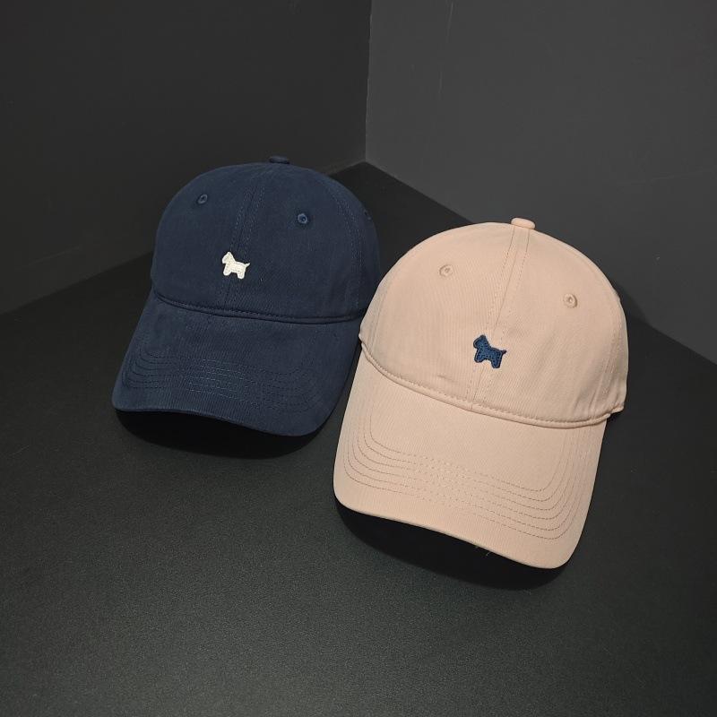 Simple puppy embroidery young couple versatile old baseball cap street male and female students curved brim cap