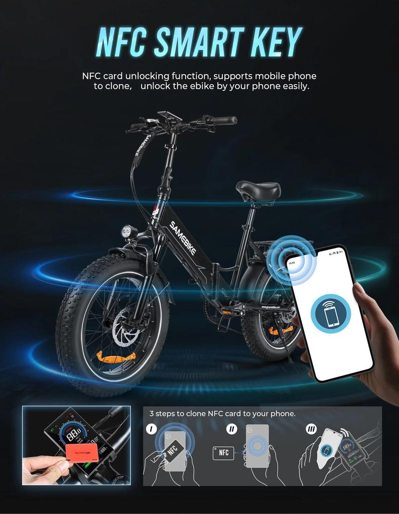 Electric Bicycle LOTDM200-II Folding Electric Bicycle 20 x 4.0-inch Thick Tire Mountain Electric Bicycle with 48V 13Ah Detachable Battery E-bike