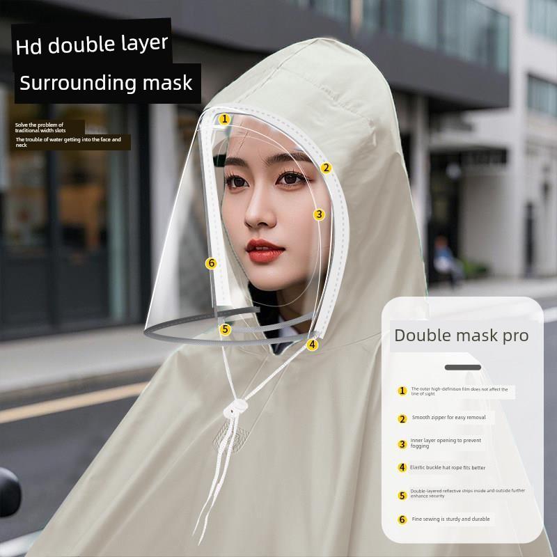 New Style Electric Scooter Raincoat for Women, Double-Sized Full-Body Long Version, Storm-Proof Motorcycle Raincoat, High-Grade Electric Scooter