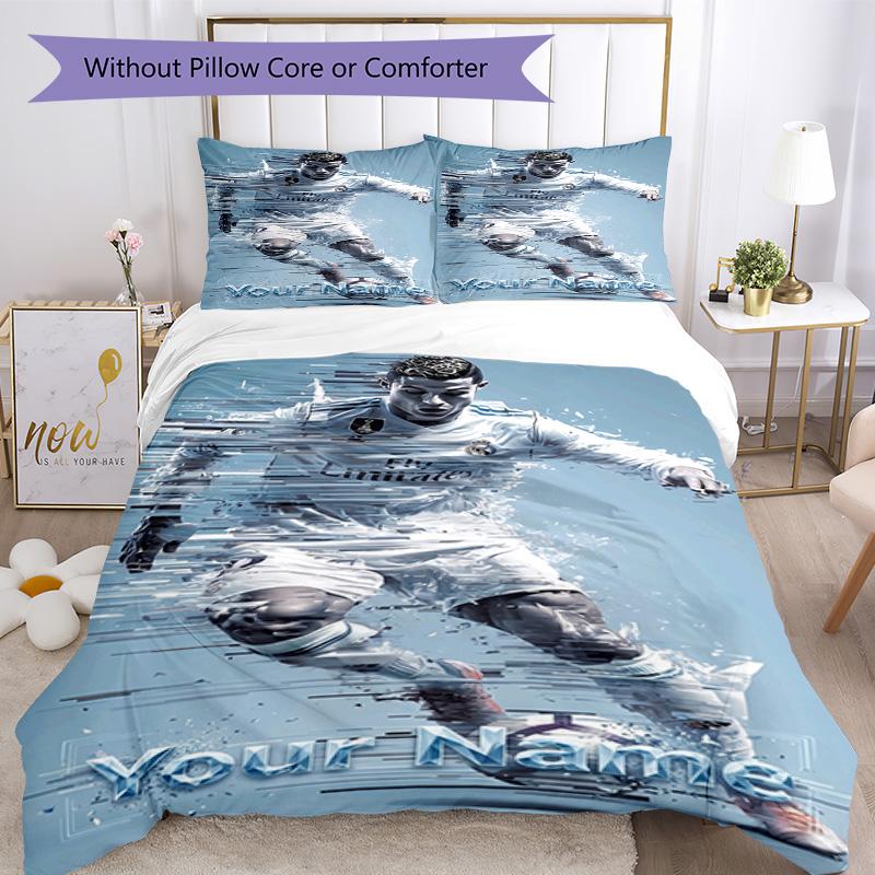 Cristiano Ronaldo Customizable Name Duvet Cover Set Perfect for Decorate room Breathable Duvet Cover Custom Room Decor Gift for Festivals
