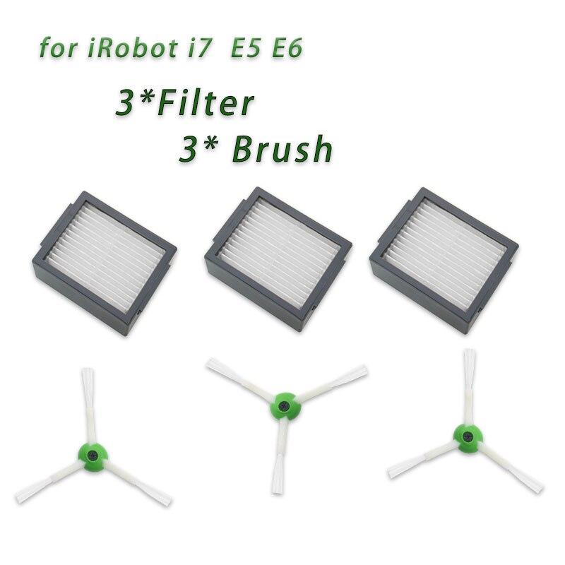 Аксессуары Кисть-рулон Боковая щетка Hepa-фильтр для iRobot Roomba i7 E5 E6 I Series Робот-пылесос Запасные части