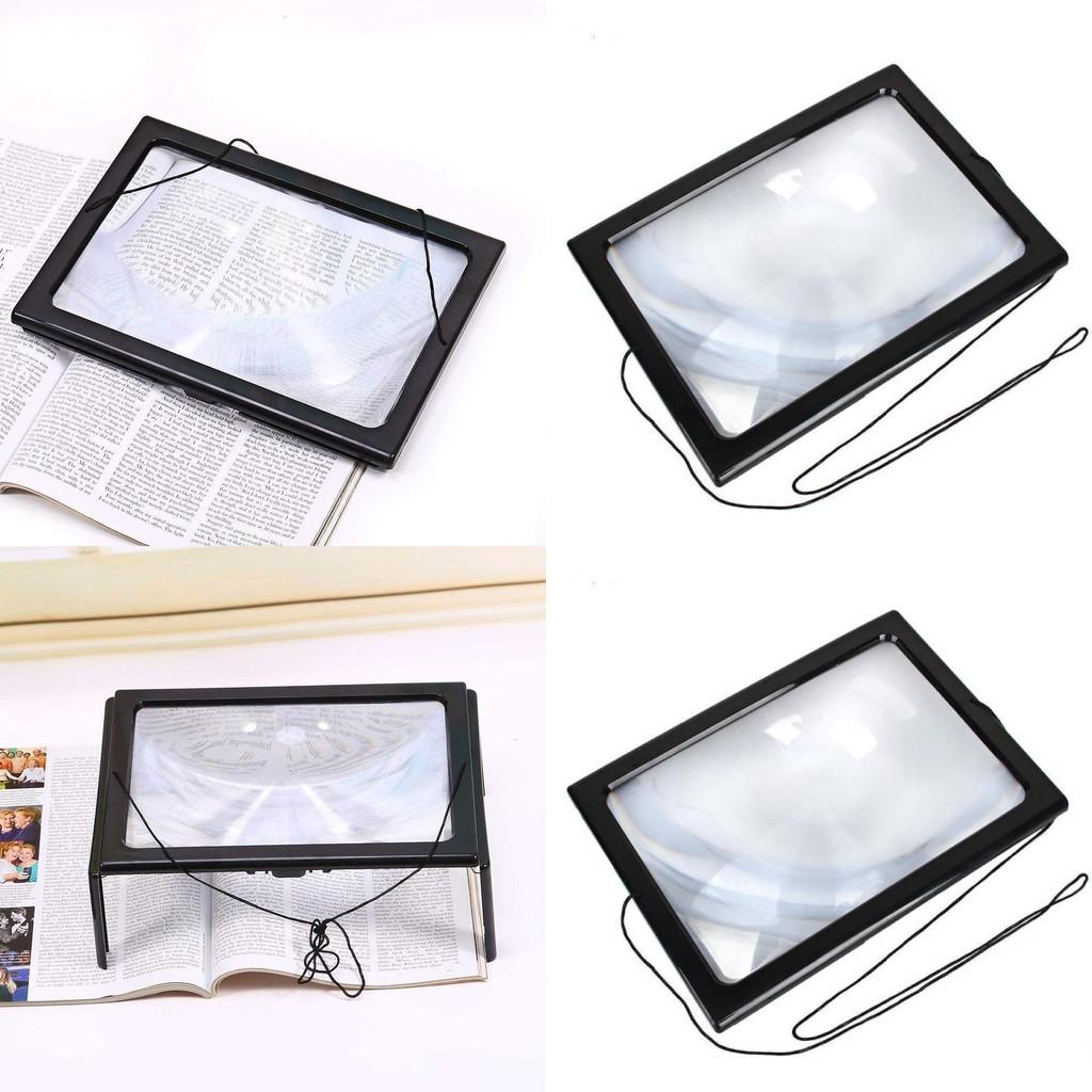 Foldable Portable A4 Rectangular 3x Reading Magnifying Glass With Led Light For Senior Use Creative Desk Accessory