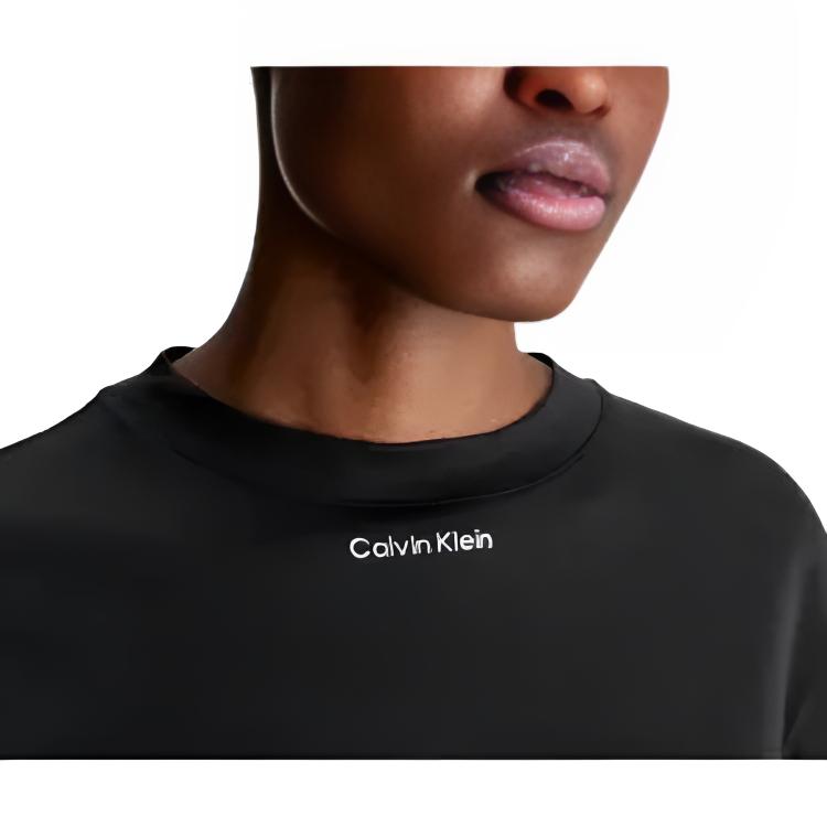 Calvin Klein Минималистская повседневная свободная футболка с круглым вырезом и коротким рукавом с логотипом, женские топы, черный цвет K20K206967-BEH