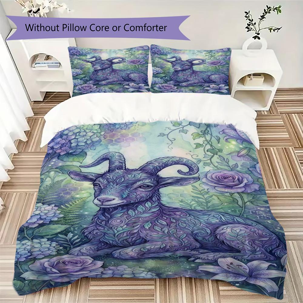 Goat Demon Pattern Bedding uilt Set uilt Cover Pillowcase Home Decoration Birthday Gift (1 * duvet cover + 2 * pillowcase without core)142
