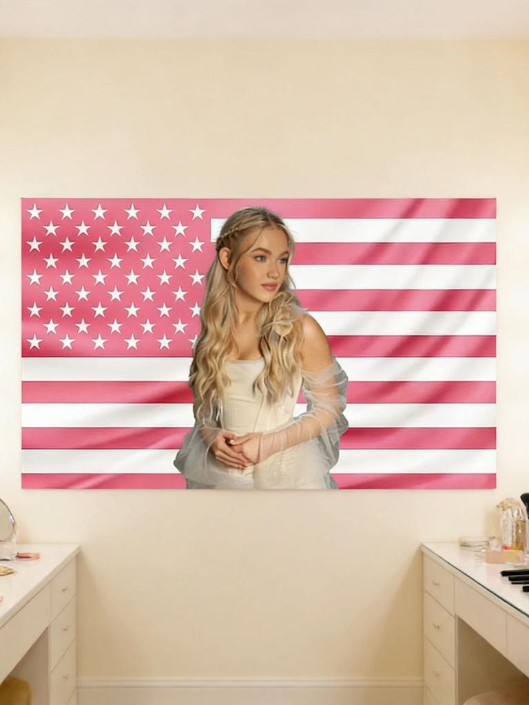 2D Печать Гобелен Фрейи, Стиль Зомби 4 Новая Волна, Розовый Флаг США Настенное Искусство, Легко Повесить Декор Для Дома и Офиса