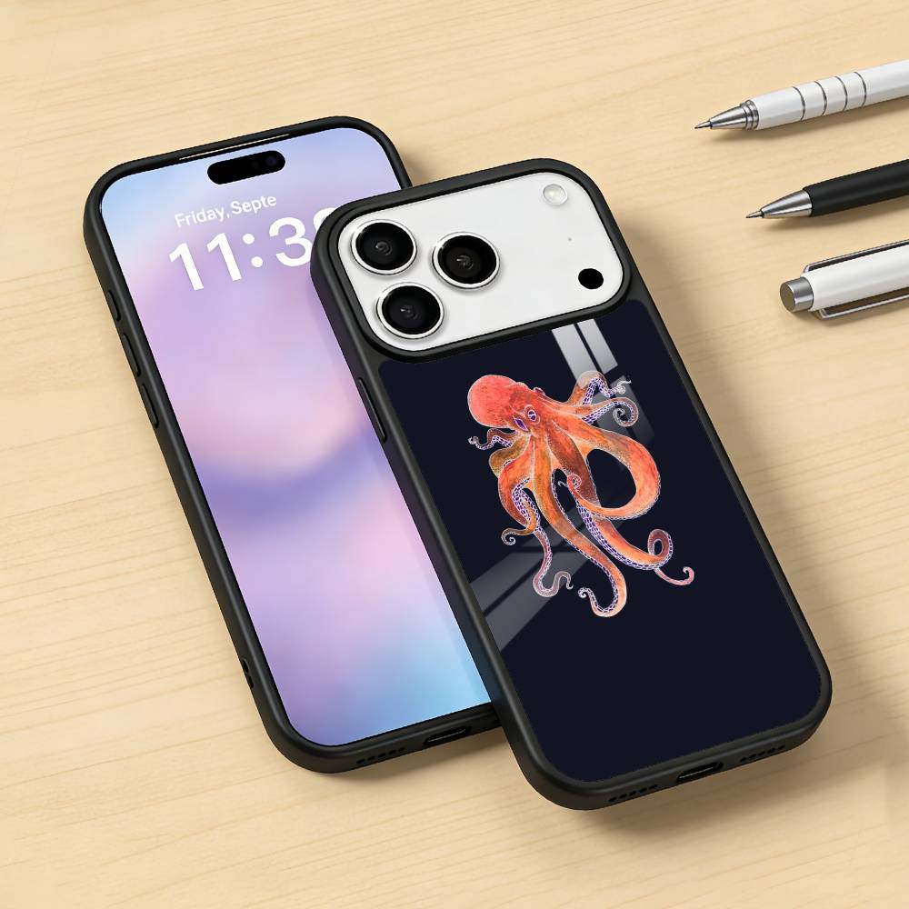 O-Осьминог S-Морские Животные O-Океан Чехол для Телефона Для iPhone 17,16,15,14,13,12,Pro,Max Для Magsafe Магнитной Беспроводной Зарядки