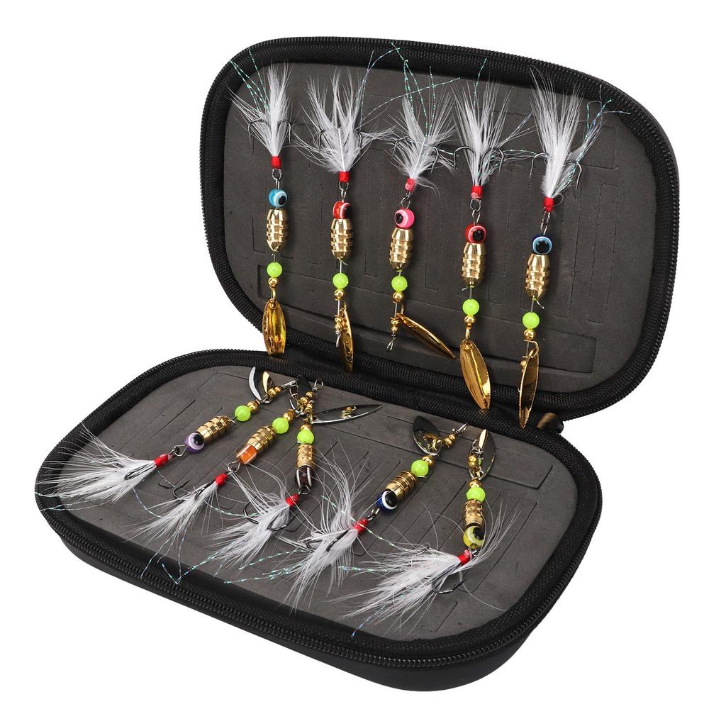 10 шт. вращающаяся рыболовная приманка с блестками, перьевой крючок из высокоуглеродистой стали, устойчивая к соленой воде