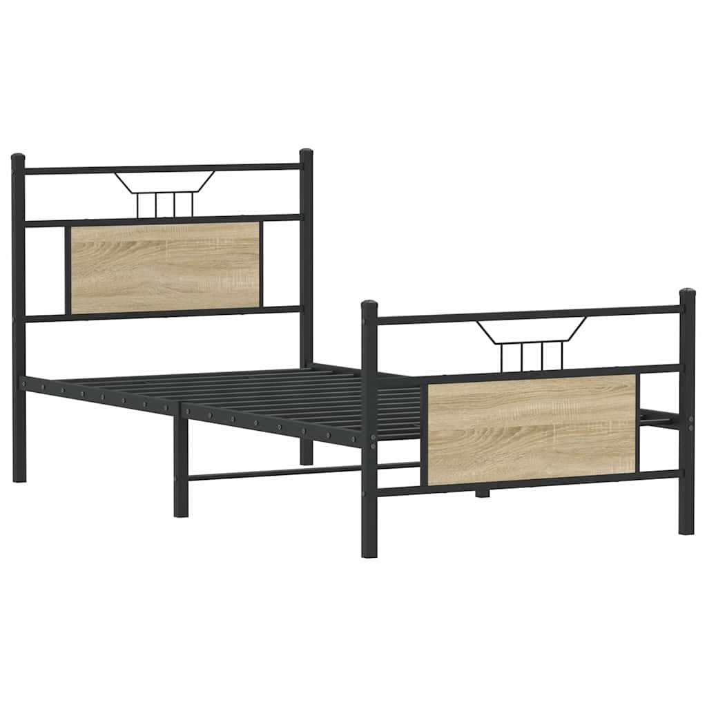 Bed Frame without Mattress Sonoma Oak Finish 75 x 190 cm Engineered Wood