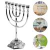 Desktop Candlesticks Ornaments Decorative Decorate Menorah Jewish Holder Metal Seven Holes Candelabra