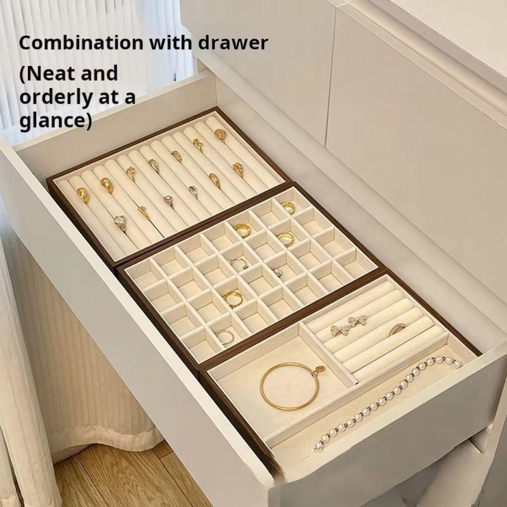 Многосекционный деревянный поднос для ювелирных изделий, высококачественный органайзер для ожерелий, туалетный столик