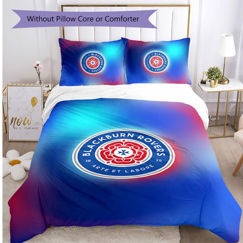 Blackburn Rovers Football Printed 3 Pieces Bedding Set, Comfortable Skin Friendly Bedroom Duvet Cover Set