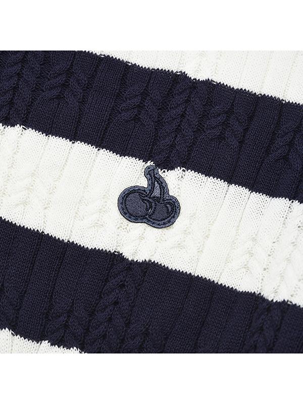 KIRSH Small Cherry Stripe Crop Knit [Navy]