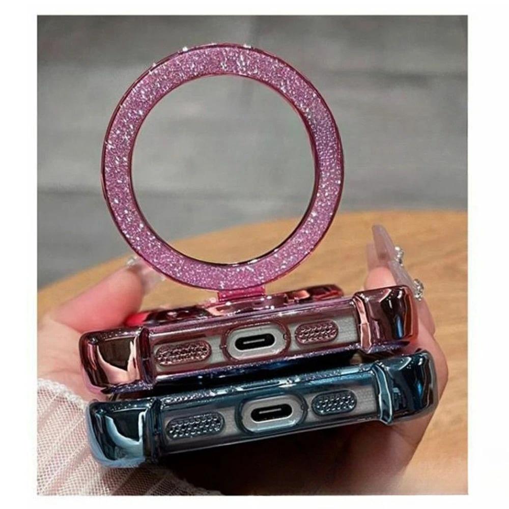 Phone Case For Infinix Note 30 40 50 Pro Smart 9 8 5 Hot 50S 50i 30i Bracket Mirror With Crystal Chain Shock-Absorbing Ahell