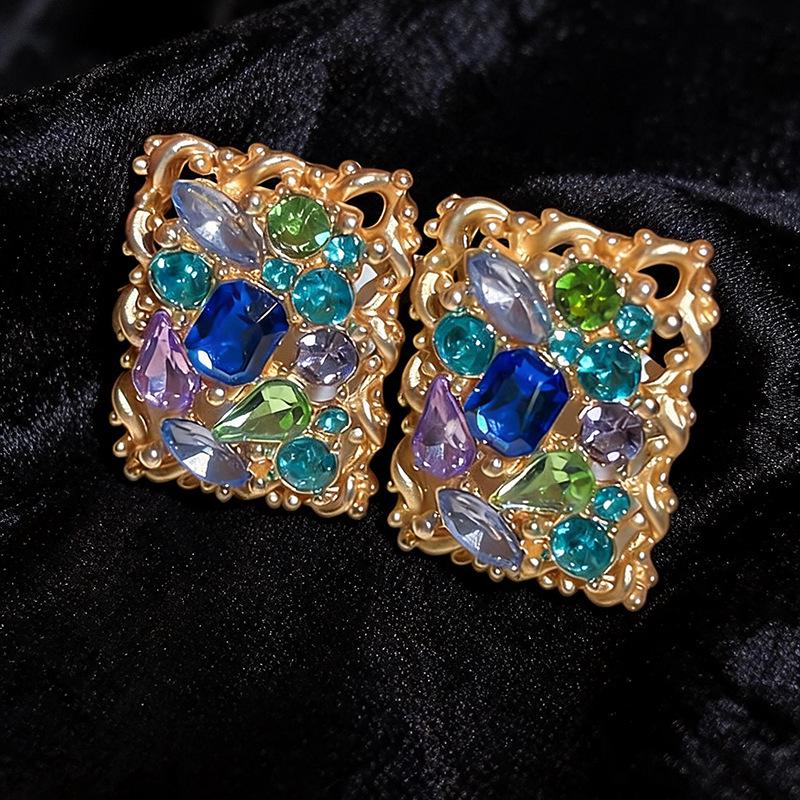 Серебряная Игла Роскошные Серьги-капли со Стразами: Изысканный Ретро Стиль для Женщин