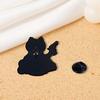 Enamel Craft Brooch Halloween Cartoon Black Cat Skeleton Shape Alloy Badge Compact Size Lapel Pin Easy to Fall Off Accessory