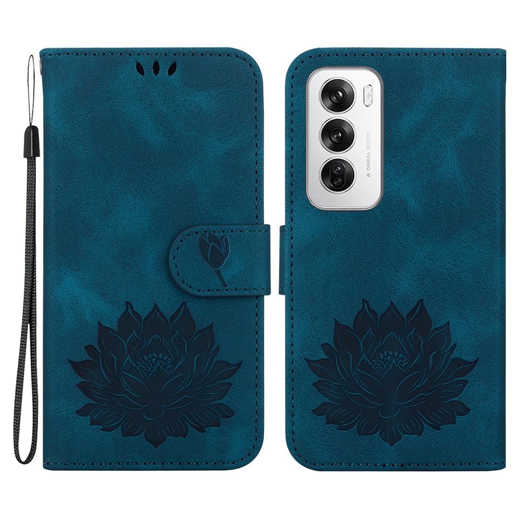 For Oppo Reno12 5G (Global) Wallet Case Lotus Imprint Leather Stand Phone Cover