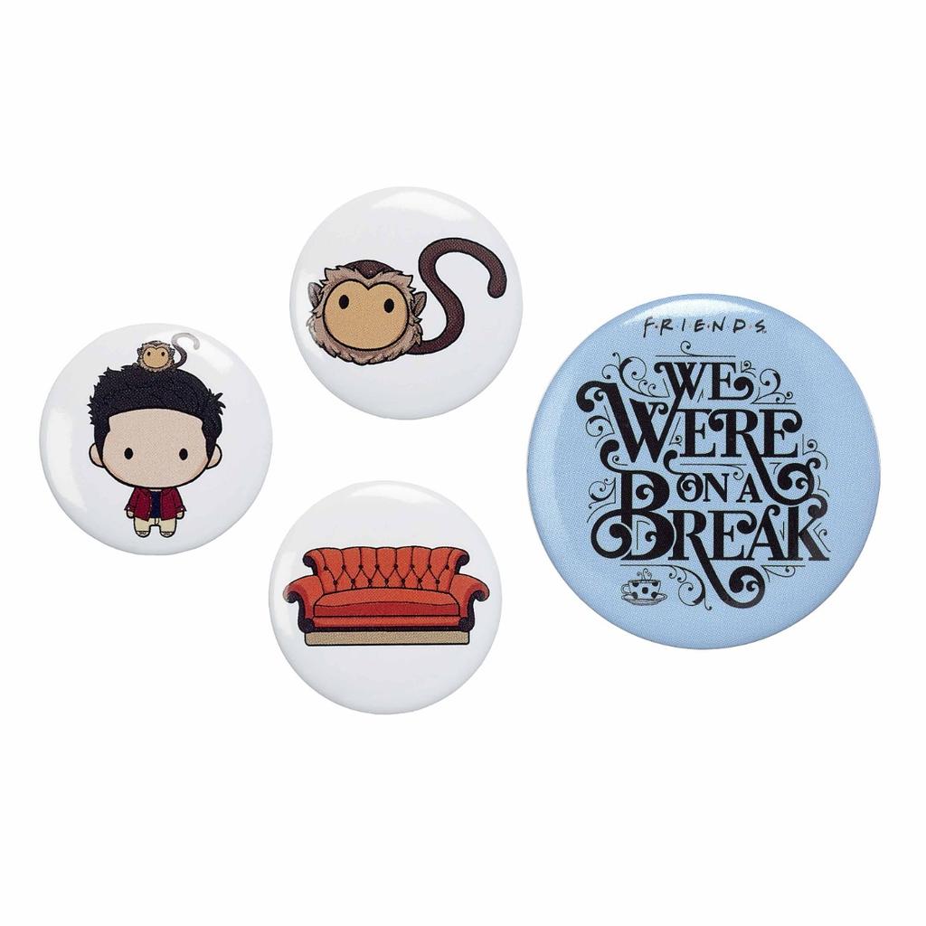 FRIENDS TV Show Set of 4 Ross Button Badges Multi