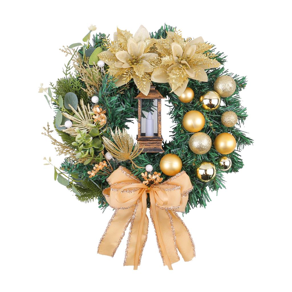 Рождественский венок с огнями, красный бант, праздничные украшения для двери, для окна, для крыльца, для помещения, для улицы, украшение для праздничной сцены