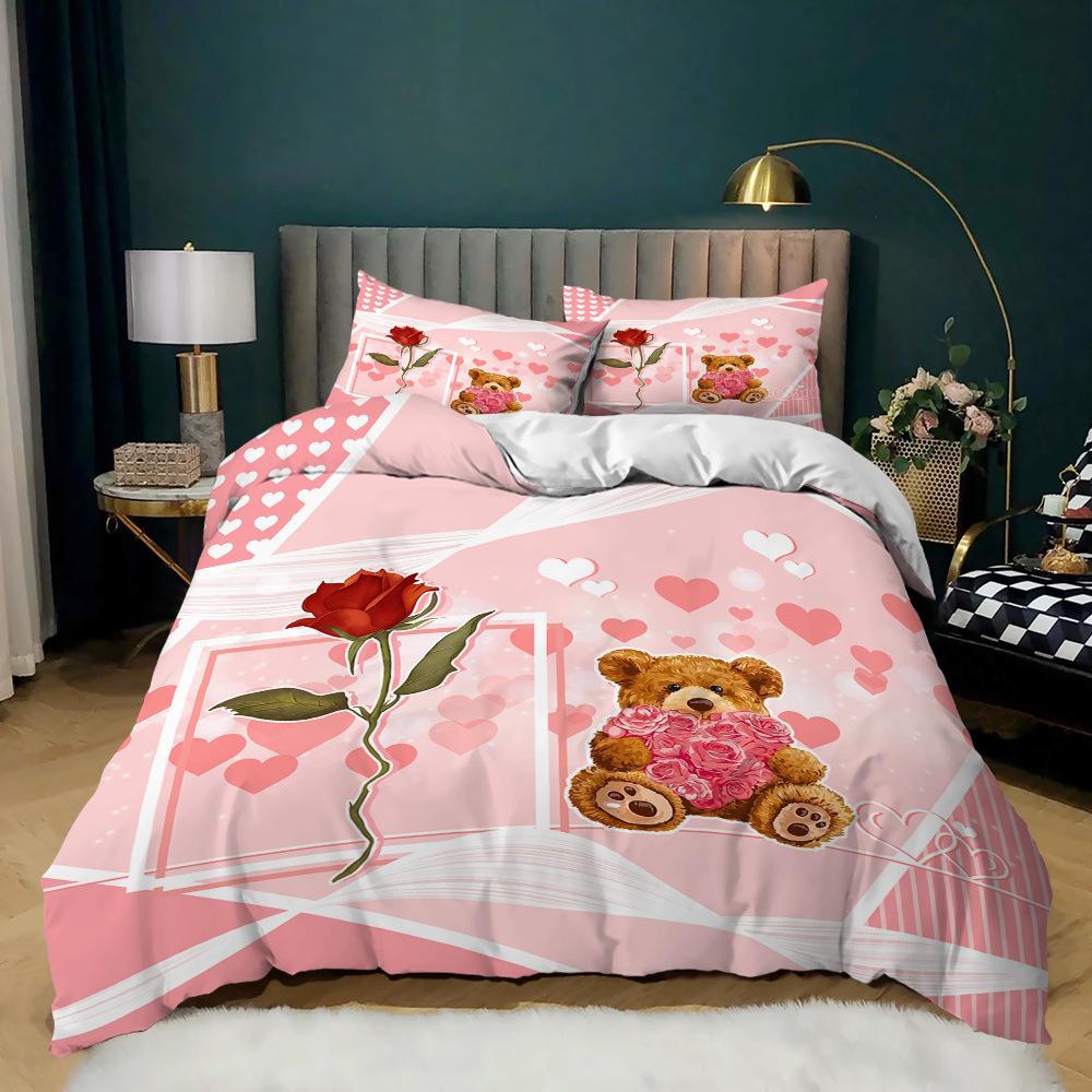 Комплект постельного белья Love Heart Duvet Cover Set King Queen Twin Size Romance Wedding Heart Shaped SoulMate Polyester Bed Set для женщин и пар