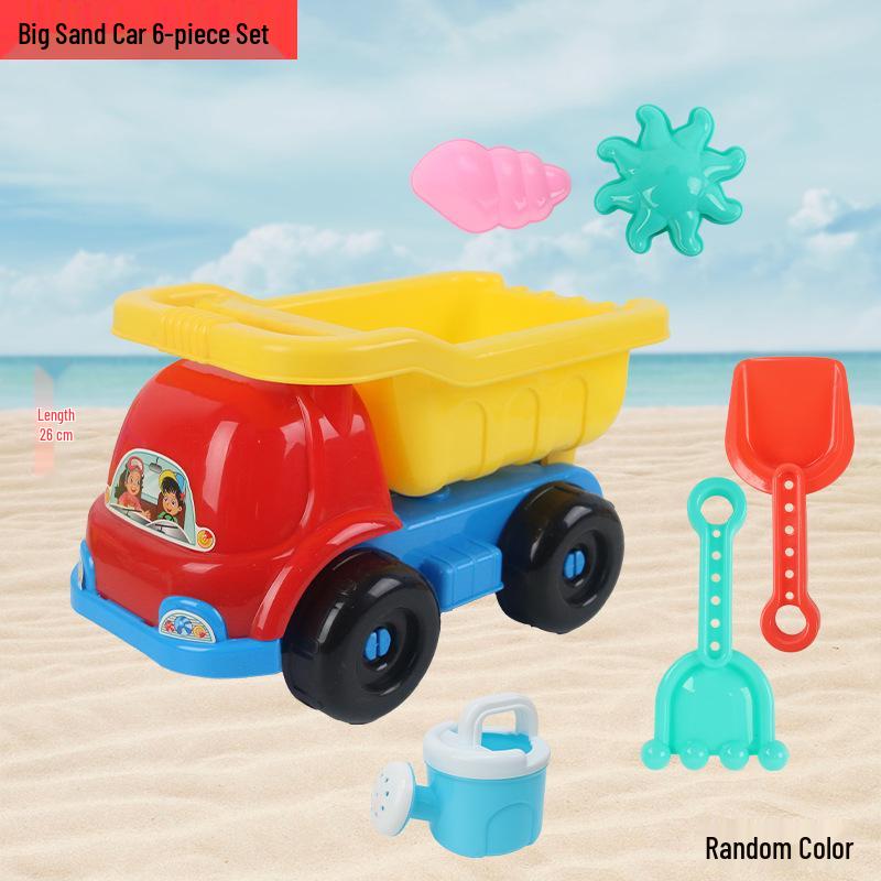 Children's Beach and Sand Play Set: Shovel, Bucket, Hourglass, and Sand Truck Toys