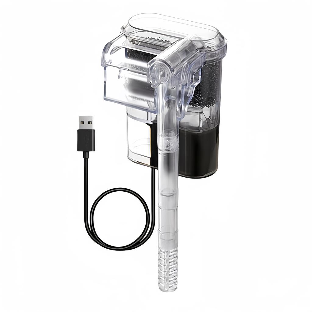 Подвесной фильтр для аквариума Мини-фильтр Аквариум USB-интерфейс питания 2,5 В Производительность 250 л/ч Подходит для аквариумов менее 30 см