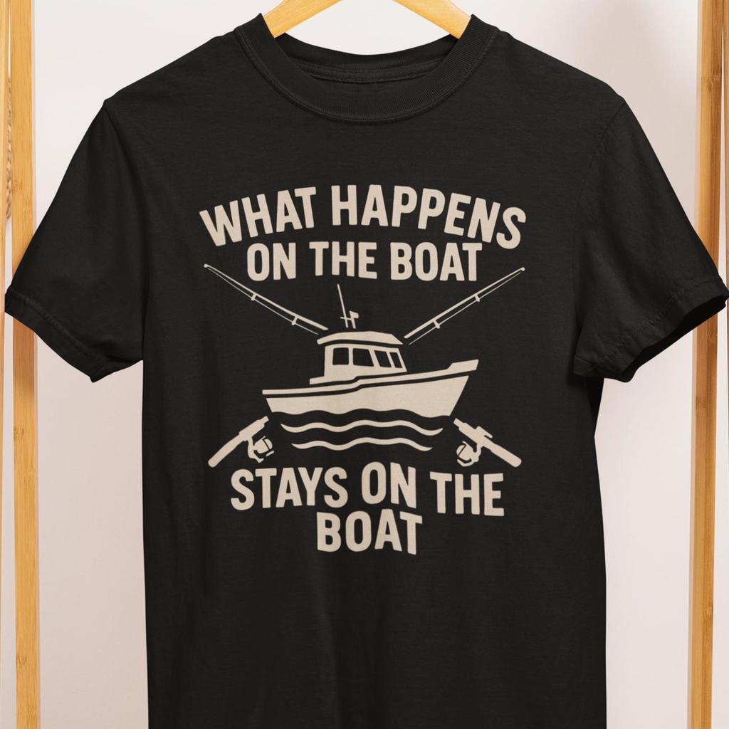 Funny Fishing T-Shirt: What Happens On The Boat - Comfort Colors 1717