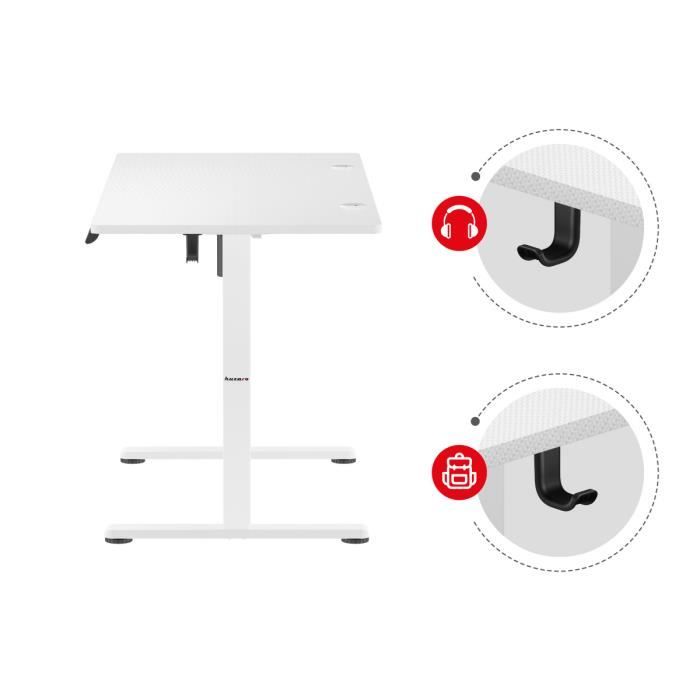 Bureau Assis Debout - HUZARO - HERO 8.2 - Blanc - Ergonomique - MDF Carbone 18mm