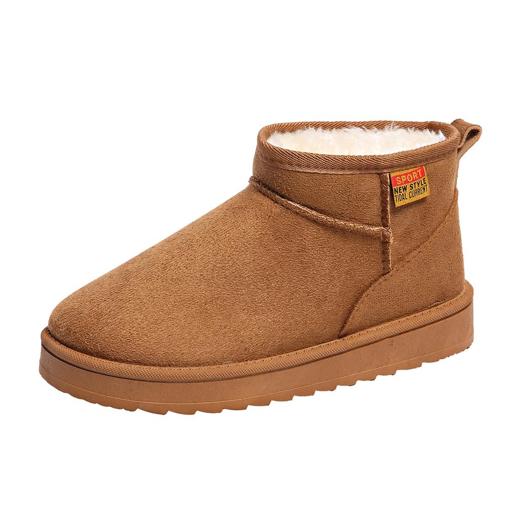 Модные женские зимние сапоги на твердой платформе из искусственной замши, зимние теплые туфли на платформе, большие размеры 36-44, хлопковая обувь без застежек