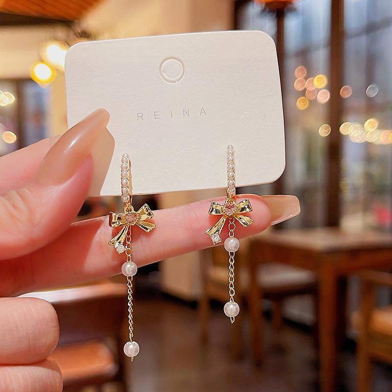 Корейские серьги-кисточки с жемчугом - серебро S925, универсальные и модные