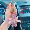Luxury Jewelry Full rhinestones Bear Car Key chain Creative Letter Big Button Key chains Bag Pendant Doll Party Gifts For Women