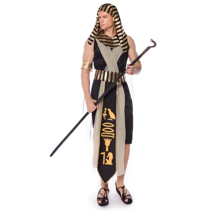 Egyptian Costume Set for Man Woman Dress Up Egyptian Collar Headpiece Wristbands Belt Halloween Cosplay Decoration