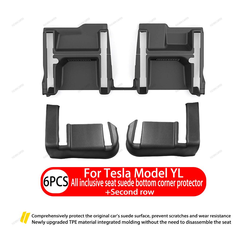 2 4 6 Pcs For Tesla Model YL TPE Under Seat Corner Guard Seat Slide Rails Protector Cover Anti-Kick Decor Flocking Accessories