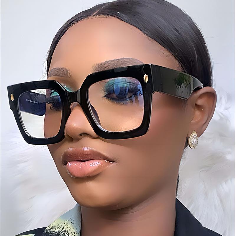 3Pcs Rice Nails Big Frame Clear Lens Glasses Oversize Square Myopia Nerd Spectacles Degree