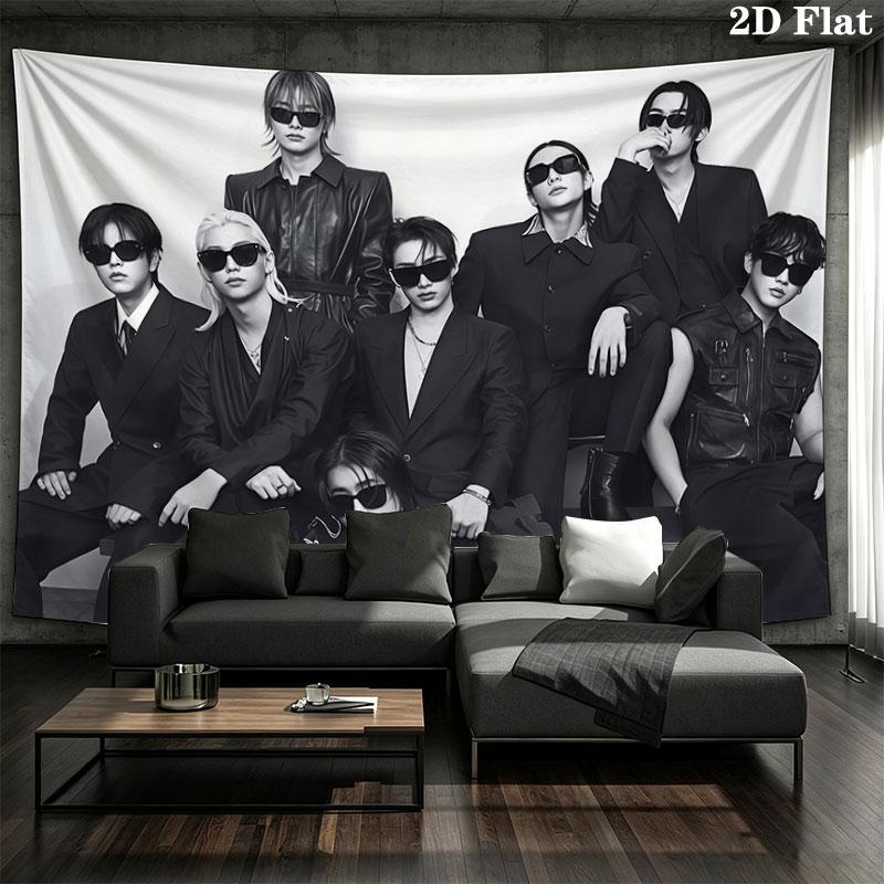SKZ Wall tapestry, aesthetic printed fabric blanket, suitable for bedroom, living room, and home decor.