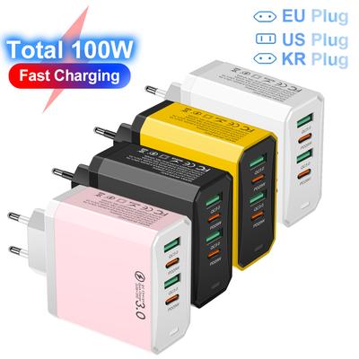 Всего 100 Вт 4 в 1 4 USB 2 Type C быстрая зарядка быстрое настенное зарядное устройство для iPhone Samsung Xiaomi Oppo мобильный телефон адаптер