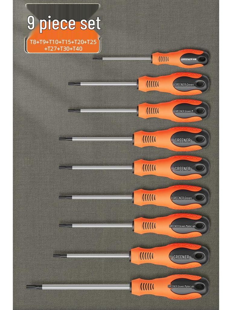Green Forest Magnetic Hex & Mi Word Screwdriver Set: T8, T15, T20, T25, T30