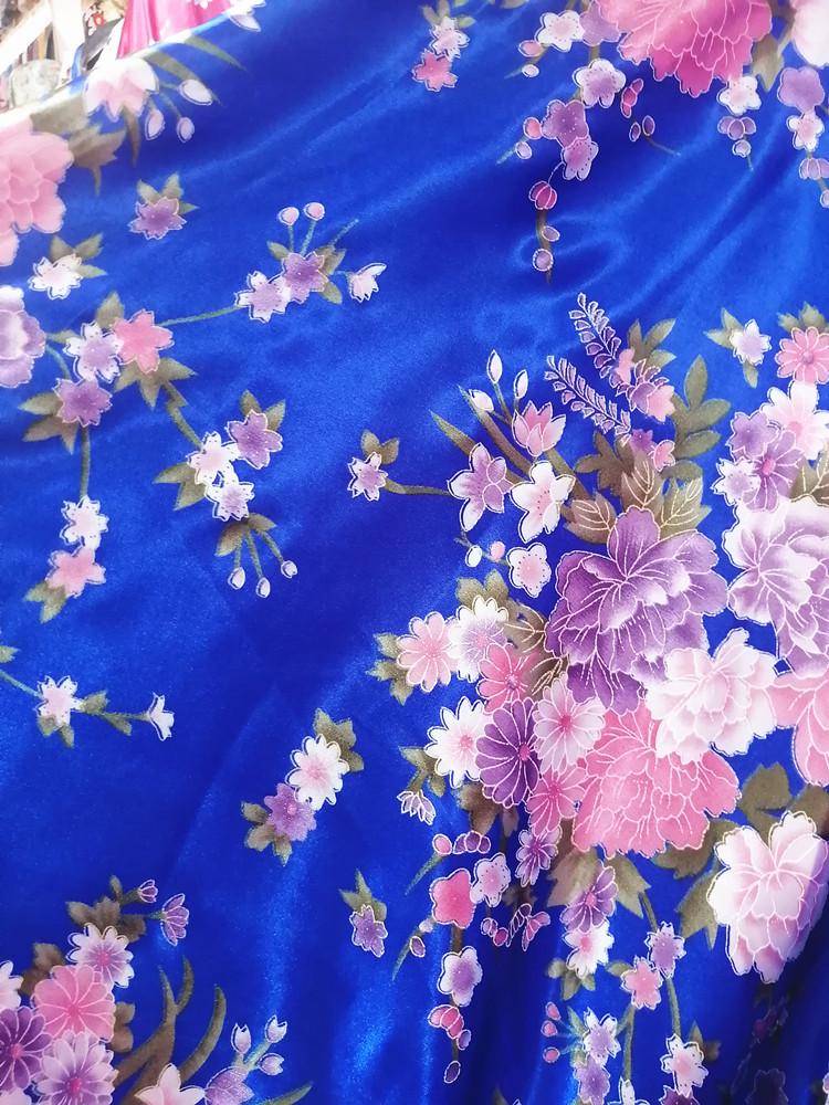 Большая Цветочная Ткань из Шелкового Сатина для Ципао, Подкладки и Ленты для Головного Убора