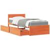 VidaXL Bed with Drawers/mattress Wax Brown 100x200 Cm Solid Pine Wood, Bedroom Furniture, Wooden Bed, Bed with 3281906