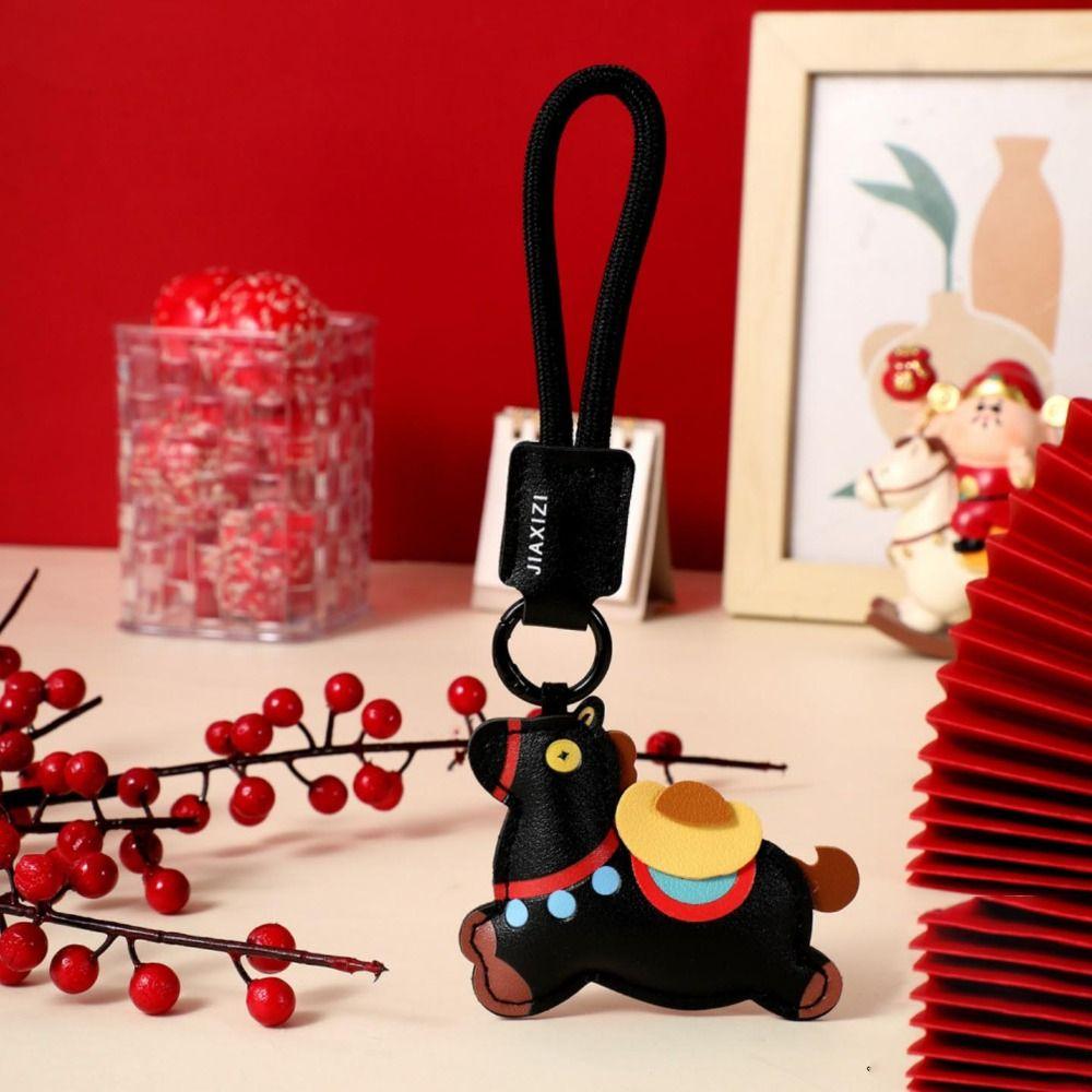 Кожаный кулон-подвеска в виде пони-зодиака, мультяшный подарок на китайский Новый год, уникальный брелок в виде лошади, подарок на день рождения