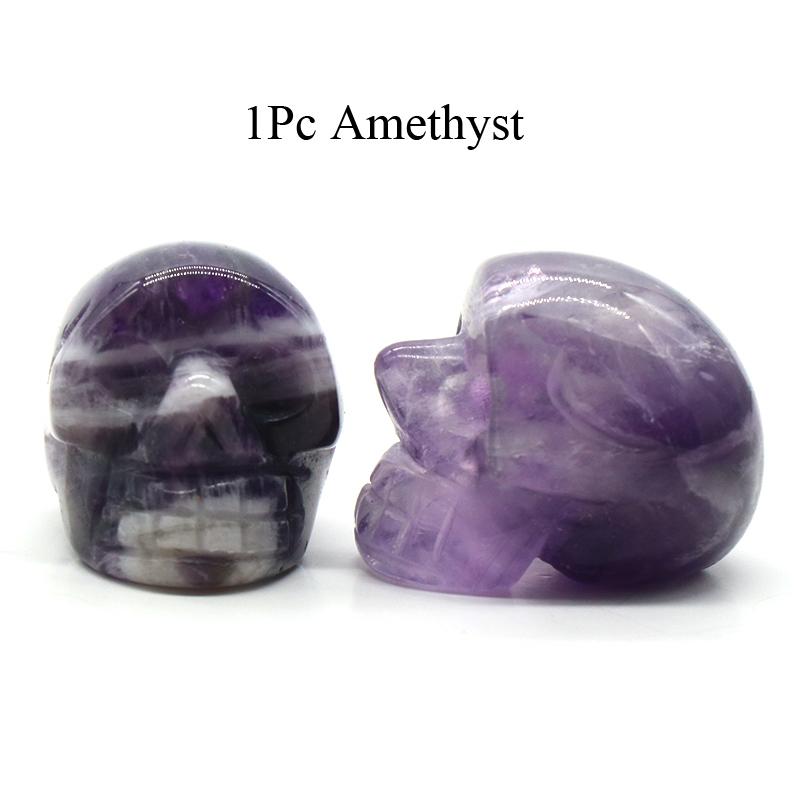 1Pc Natural Stone Carved Skull Natural Crystal Crafts Ornaments Halloween Ghost Festival Decorations Jewelry Furnishings Supplies Gifts 25x20x18 Mm