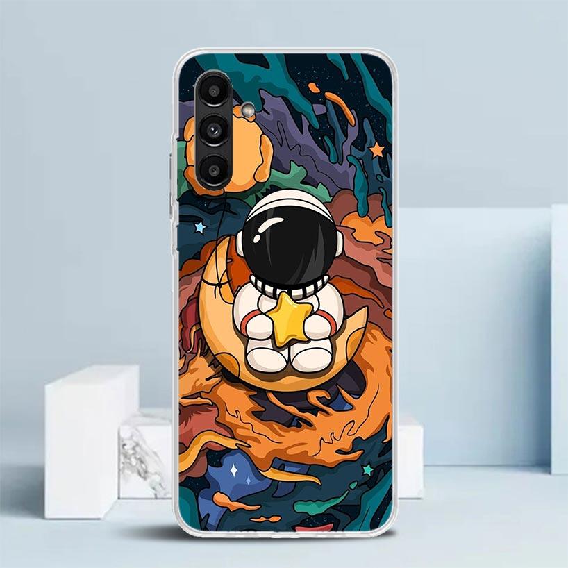 Cartoon Planet Astronaut Star Rocket Phone Case For Samsung Galaxy A17 A37 A57 A16 A15 A14 A13 A56 A55 A54 A53 A36 A35 A34 A33 A