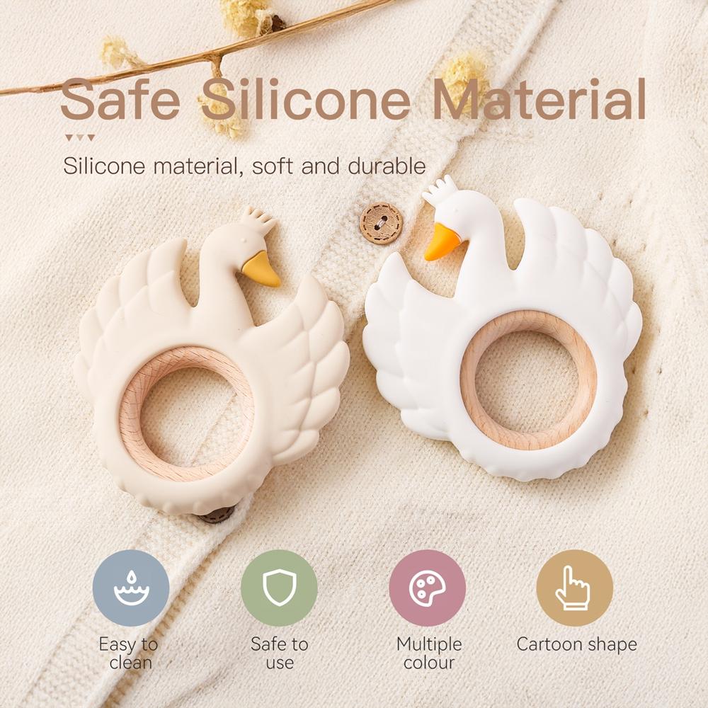New Style 1Pc Silicone Teether Food Grade Baby 0-12 Toys Swan Teething Rings Sensory Toys For Toddlers Silicone Montessori Toys