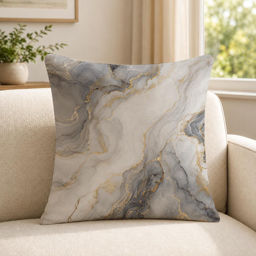 art abstract art with golden marble texture Cushion Cover Soft Short Plush SkinFriendly Cushion Case for MultiScene Use