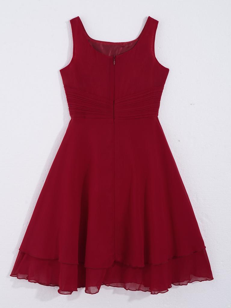 Kids Girls Ruched Waist Flower Girl Dress Princess Pageant Prom Gowns for Wedding Party