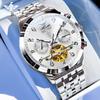 OUPINKE 3248 Man Watch Fashion Hollow Skeleton Auto Date Mechanical Watch For Men Steel Strap Luxury Deep Waterproof Hand Clock