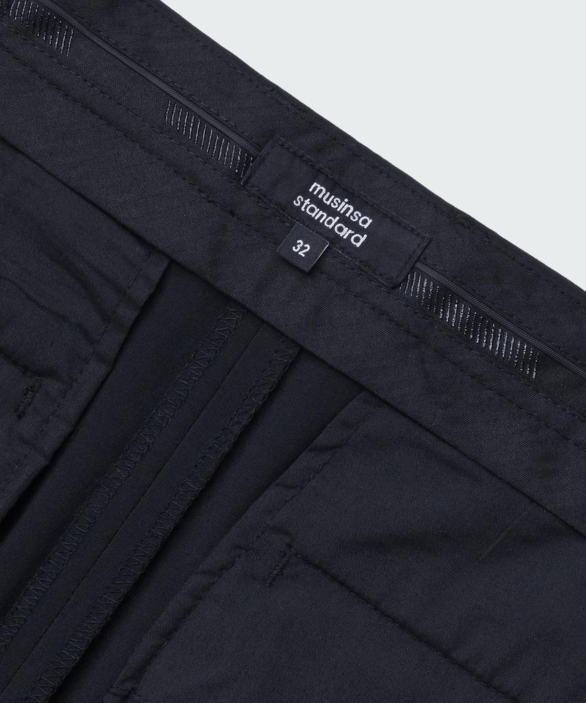 MUSINSA STANDARD [Cooltandard] Wide Hidden Banding Slacks [Navy]