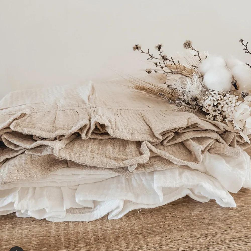 Муслиновые детские пеленальные одеяла с рюшами для новорожденных, постельные принадлежности, органические детские аксессуары, хлопковое одеяло для новорожденных